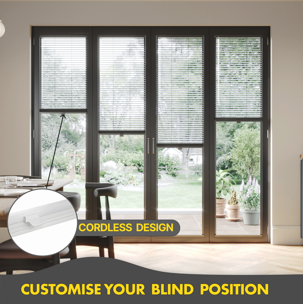 Premium British Made to Measure Aluminium Venetian Blinds | No Drill Blinds for Windows & Doors – Stick Fit | Easy Fit Adhesive – Thermal, Cordless, UK Made & Child Safe