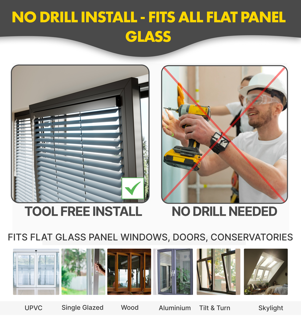 Premium British Made to Measure Aluminium Venetian Blinds | No Drill Blinds for Windows & Doors – Stick Fit | Easy Fit Adhesive – Thermal, Cordless, UK Made & Child Safe